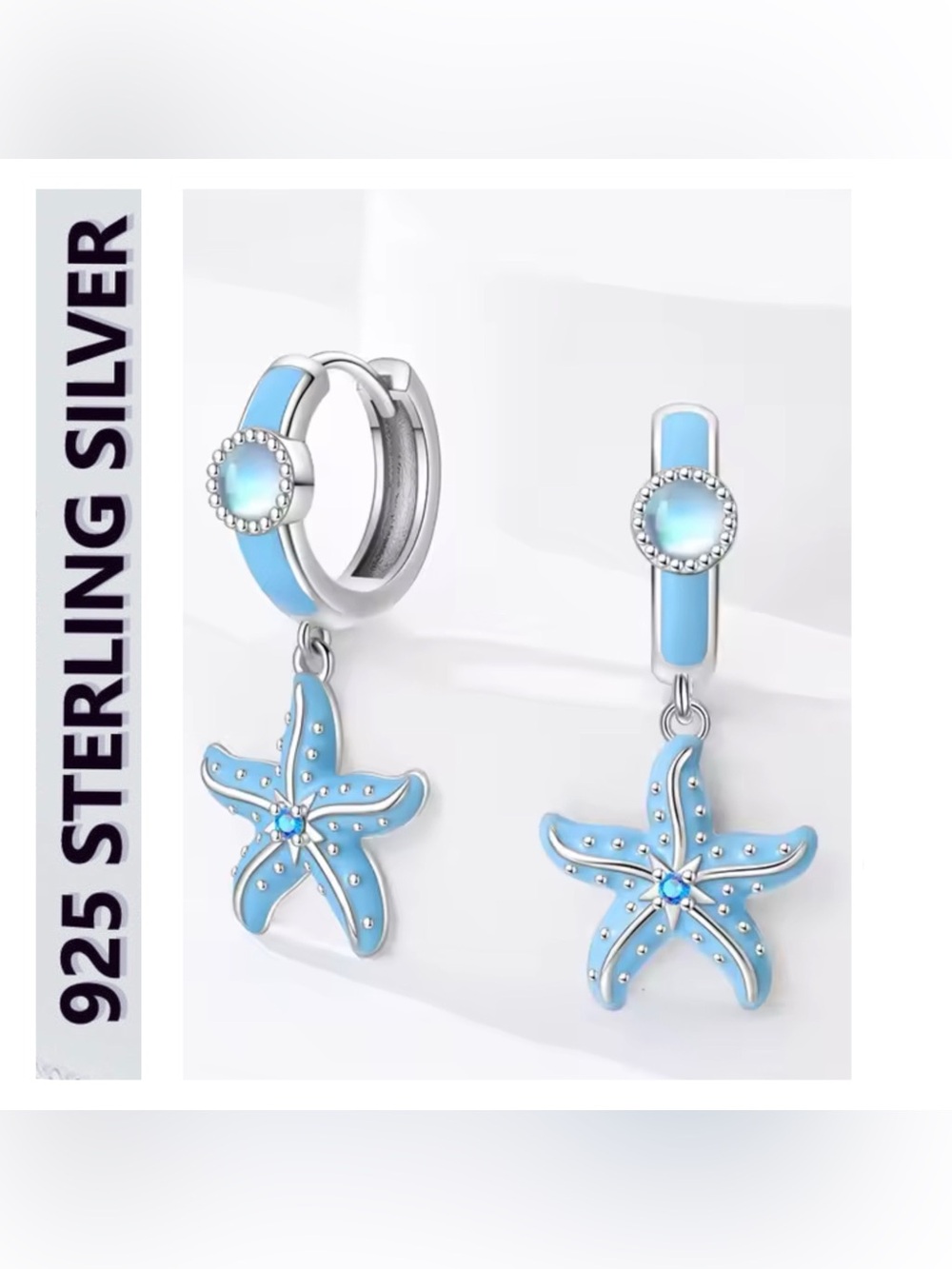 🌟🌟 S925 Sterling Silver Blue Starfish Drop Earrings